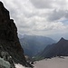 Vom Ende des Klettersteiges sieht die überhängende Nordwand des Nördlichen Blauen Kopfes sehr einschüchternd aus.