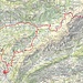 Route:<br />Bike:  23,5 km je 1285 HM<br />Hike:    6,1 km je   787 HM (rot mit blauen Punkte)