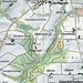 rote Punkte: ungefähre Route<br />Pfeil zeigt die Rückrichtung auf dem Kiesweg an