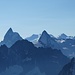 Ausblick von der Pigne d'Arolla: Matterhorn und ein paar 4000er