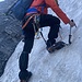 [U Mueri] schon weit oben im Couloir. Etwa hier steigen wir nach links aus.
