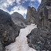 Oben links geht es leider nicht weiter: Wasserfall und senkrecht glatter Fels. Daher steigen wir ziemlich weit oben auf den Fels aus.