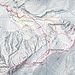 Unsere Route. Am einfachsten ist auch im Aufstieg zur Mäschenfurgga und über die Gipsfurgga aufzusteigen