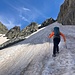 Aufstieg im Schneecouloir