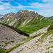 Hinter der Lahnerscharte: Blick zu Schänzlekopf und Schänzlespitze.