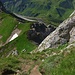 Die Grasflanke über der Felsrinne ist gut begehbar