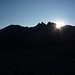 Sonnenaufgang über den Aiguilles Rouges d'Arolla, links die Pointe de Vouasson