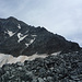 Blick von der W Moräne des Glacier de Pro zur Arête d'Annibal: rechts der Col d'Annibal, in der Mitte die Aiguille de Déjeuner, links oben der Mont Vélan W-Gipfel