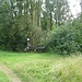 An dieser Bank zweigt vom breiten Feldweg nach rechts ein schmaler Weg zum Römerstein ab. Es gibt dort auch Wegweiser zum "Karst-Wanderweg", der am Römerstein vorbei führt. Das Fahrrad wird geparkt und ich gehe zu Fuß weiter.