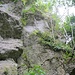 Auch dieser Felsen hat Tal-seitig hohe Wände, die Sportkletterern vorbehalten bleiben.