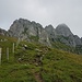 Am Gehrenjoch mit Blick zum Zustieg.