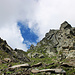 Zur Satteltilücke (2763m) hin wurde die verengende Rinne immer steiler, doch es gab ein bequem begehbarer Pfad.