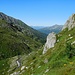 Rückblick auf den Aufstiegsweg der oberhalb des Peischlachbachs zum Peischlachtörl hinauf führt. 