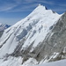 Panorama Bishorn: Dom, Täschhorn, Alphubel, Rimpfischhorn, Monte Rosa und Liskamm, zentral das Weisshorn, dann Dent Blanche, Grand Combin und Mont Blanc