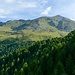 kurz oberhalb der Waldgrenze haben wir einen ersten Blick auf die Alp L'A Vieille und unseren Tageshöhepunkt: Pointe de la Tsevalire (3025müM); unser Weg führt links an L'A Vieille vorbei auf den Pass Grand Bandon...