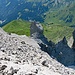 Tiefblick vom Grossen Turm hinunter zum Grüscher Älpli