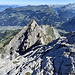 Blick von der Hohjegiburg über den NE-Grat hinunter zum Grossen Turm, zurück zum Tennhorn, und zum Signal. Dahinter über Meiringen u.a. der Hasliberg, hinten links der Pilatus, rechts nochmals das Gental, die Engelberger Gipfel und die Wendenstöcke