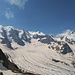 ... und die gesamte Tour vom Piz Bernina (rechts) über die Bellavista-Spitzen (Mitte) und eben den Palü (links). 