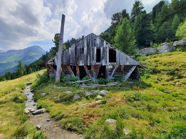 Ruine d'une étable à l'Alpe de Siviez.