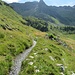 Il sentiero corre accanto al Ru di Cleva Bella con vista sul Grand Dent.