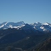 Blick vom Jochberg, Bildmitte die Zugspitze, halblinks Alpspitze, rechts das Estergebirge