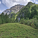 Blick vom flachen Rücken über das steile Firstli und den NW-Grat zurück zum Laufbodehore, wo bereits Quellwolken aufziehen