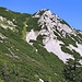 Seitenblick zum Mannsberg 1603 m, Berggipfel mit Gipfelkreuz, Zustieg nach der Laglalm