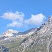 Ein Blick aus dem Wald zum Wisshorn und Teurihorn.