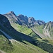 Blick ins Naaftal vom Wanderweg unterhalb der Pfälzerhütte. In Bildmitte vorne die benutzte Pfadspur nach Notz