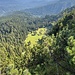 Tiefblick zum Nickelsgrat (links) und vom Aufstiegsgelände über den Ahornboden