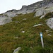 Diese Stange meine ich (ca. 2720 m). Der folgende Felsdurchstieg ist meiner Meinung nach die erste zwingende T4-Stelle am Strahlhorn.