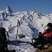 Zaza auf dem Mittaghorn mit Sicht zum Finsteraarhorn