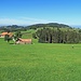 Auf einem Wanderweg geht es hinunter nach Neppenegg, ein MB kommt gerade die Wiese hoch am rechten Bildrand