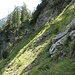 Der linke Abzweig mit der Gras- und Schrofenrampe zum Kammverlauf Kreuzloch