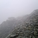 Vom Rifugio aus ging es hinüber zum Colle del Viso, und durch den Nieselregen in den zunehmend dichten Wolken...