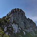 Diesen obersten Abbruch am Nordgrat des Knittelhorns bin ich in Blickrichtung links durch eine Latschengasse umgangen. Kann vermutlich auch abgeklettert werden.