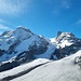 Breithorn und Klein Matterhorn von der Gandegghütte aus