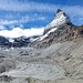 Rückblick vom Hirli 2775m zur Schwemmebene des Furggbachs bzw. zum ca. 3 km zurückgezogenen Furgggletscher seit 1850