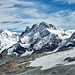 Ausblick Hörnlihütte zu Breithorn & Co. Vorne der Obere Theodulgletscher 