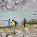 Nicoletta, Fabienne und Dominik am kalten Gornersee 