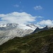 Blick nach Norden zum Gletschergebiet des Großvenedigers, der sich aber in Wolken hüllt.