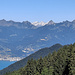Ausklang auf L'Au de Morge: über Montreux, Les Avant und Caux der Col de Jaman, links davon Corbé, Cape au Moine und Vanil des Artses, rechts davon Dent de Jaman, Le Merdasson und Rochers de Naye, dazwischen in Weiss Pointe de Paray, Sur Combe und Vanil Noir