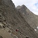Abschüssiges Gelände in der Traverse hin zum Dawinkopf