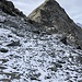 Unangenehme Querung über Schnee und Eis zur Bärenluegscharte.