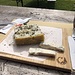 Polenta-Quadrat mit Gorgonzola