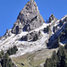 Auch von der anderen Seite eindrücklich - und noch unnahbarer: Les Miettes vom Abstieg vom Col de Bise über die Chalets de Neuteu (Foto vom 15.9.2024)
