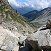 Zone de gros blocs sous la fenêtre d'Arpette