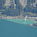 Lago di Resia e campanile sommerso di Curon Venosta.
