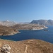 Rückblick, rechts die Insel Telendos, links die höchsten Berge von Kalymnos