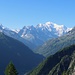 Zoom sur le massif du Mont Blanc depuis le barrage d'Emosson